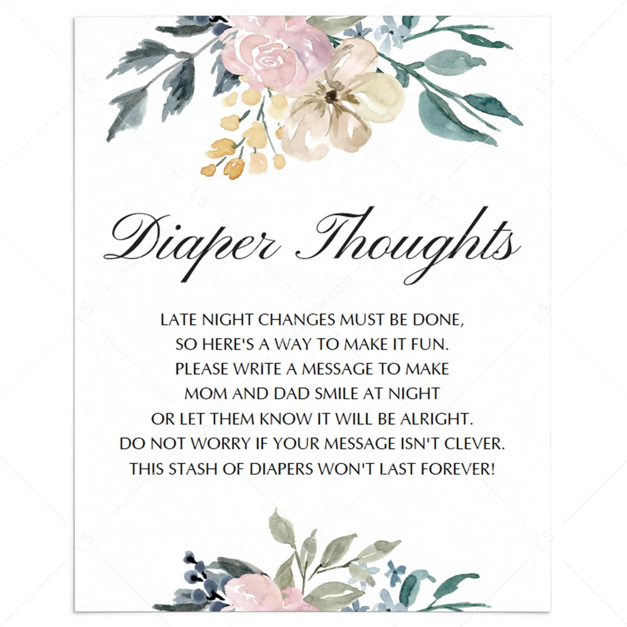 Printable Flower Baby Shower Activity Diaper Thoughts