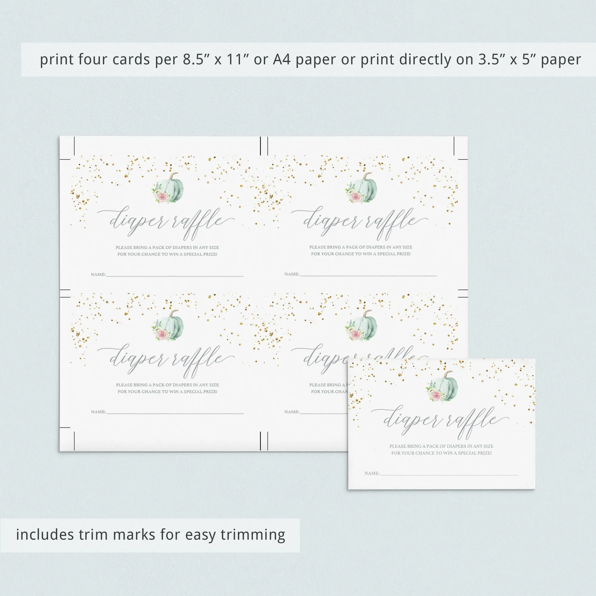 Pumpkin Baby Shower Diaper Raffle Ticket Template