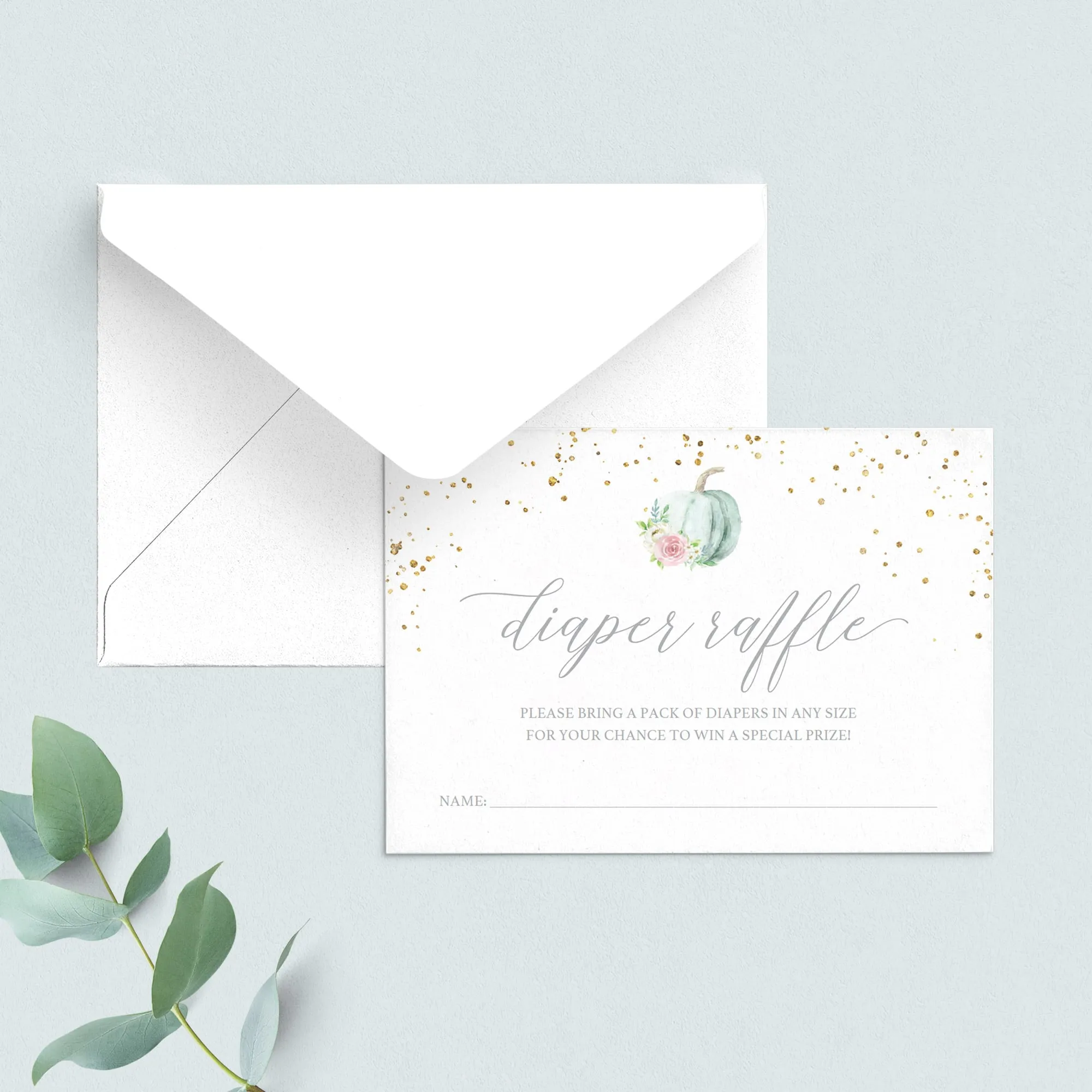 Pumpkin Baby Shower Diaper Raffle Ticket Template