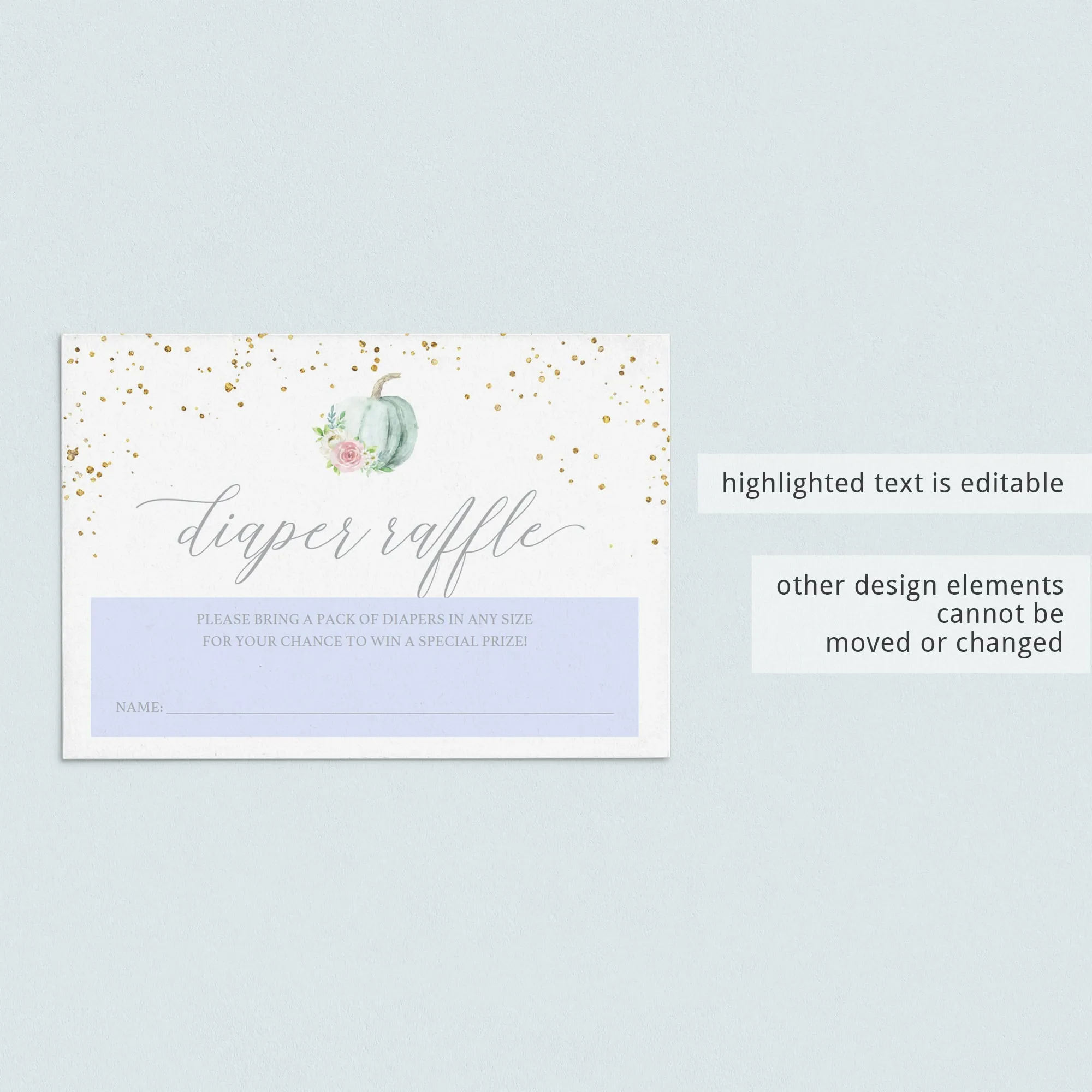 Pumpkin Baby Shower Diaper Raffle Ticket Template