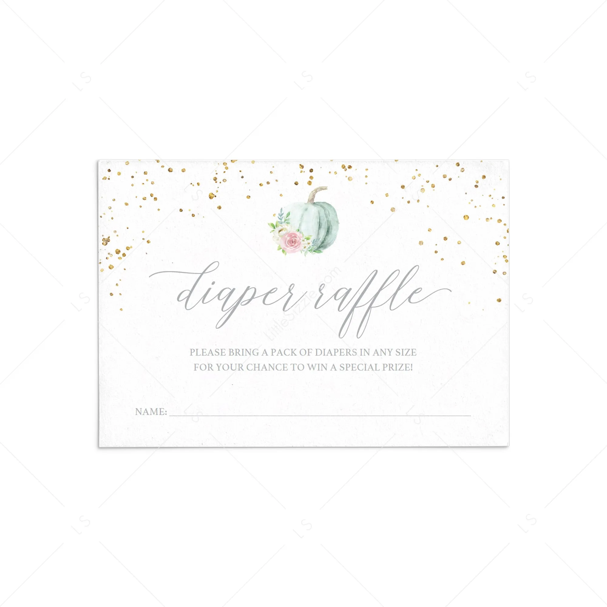 Pumpkin Baby Shower Diaper Raffle Ticket Template