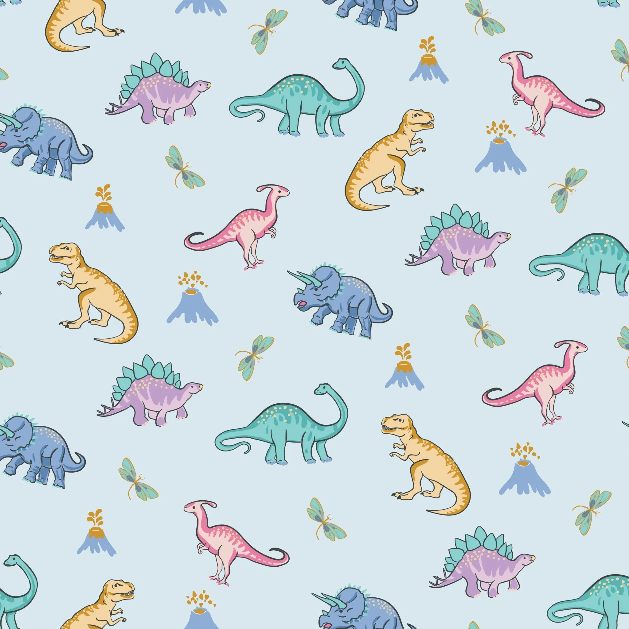 Rawr Your World Dinos & Dragonflies Short Two-Way Zippy Romper with Faux Buttons (0-3T)