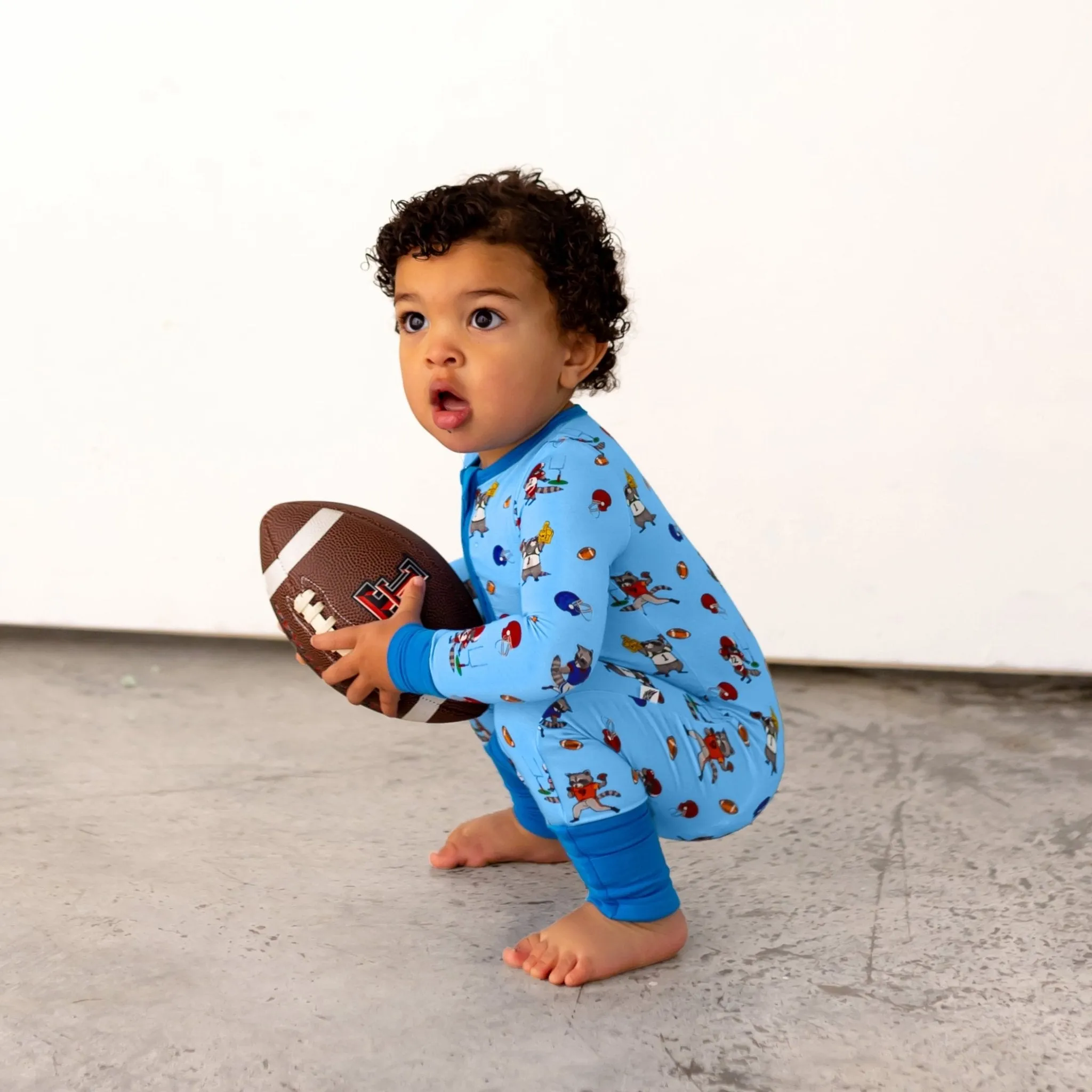 Rookie Raccoon Football Convertible Footie (NB-3T)