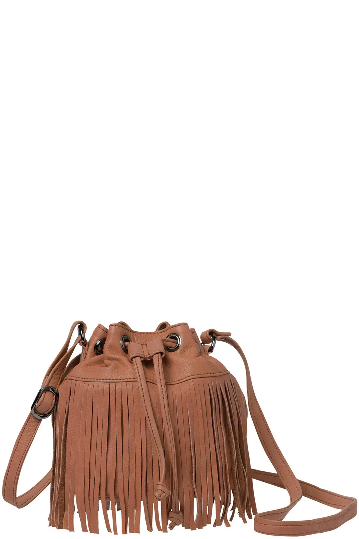 RUBY LEATHER DRAWSTRING BAG