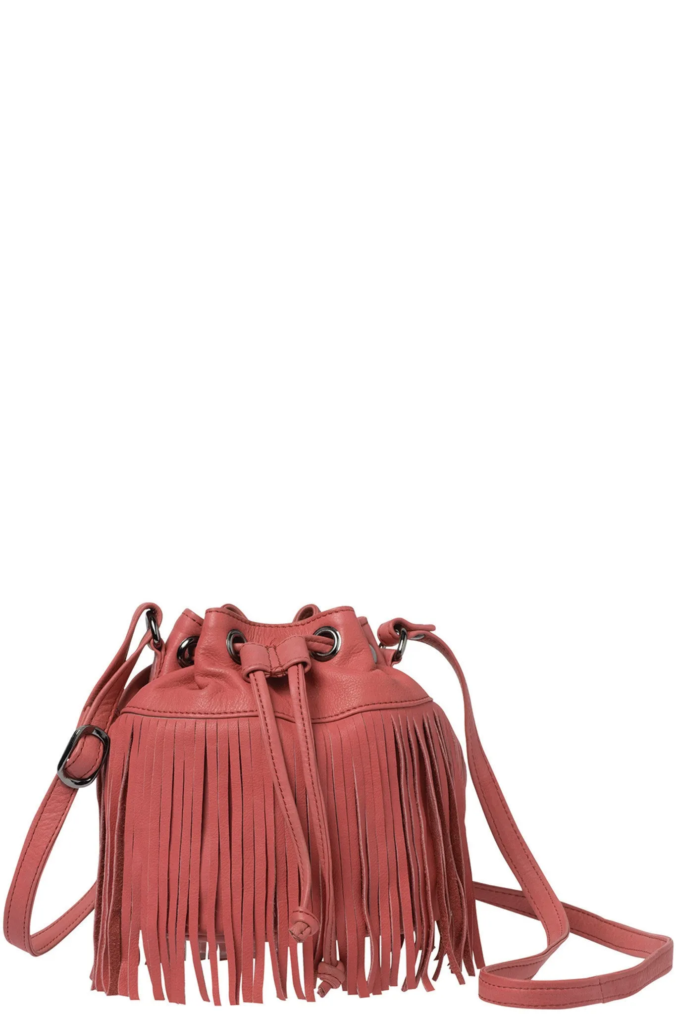 RUBY LEATHER DRAWSTRING BAG