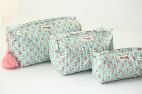 Set of 3 Mint floral print travel bag