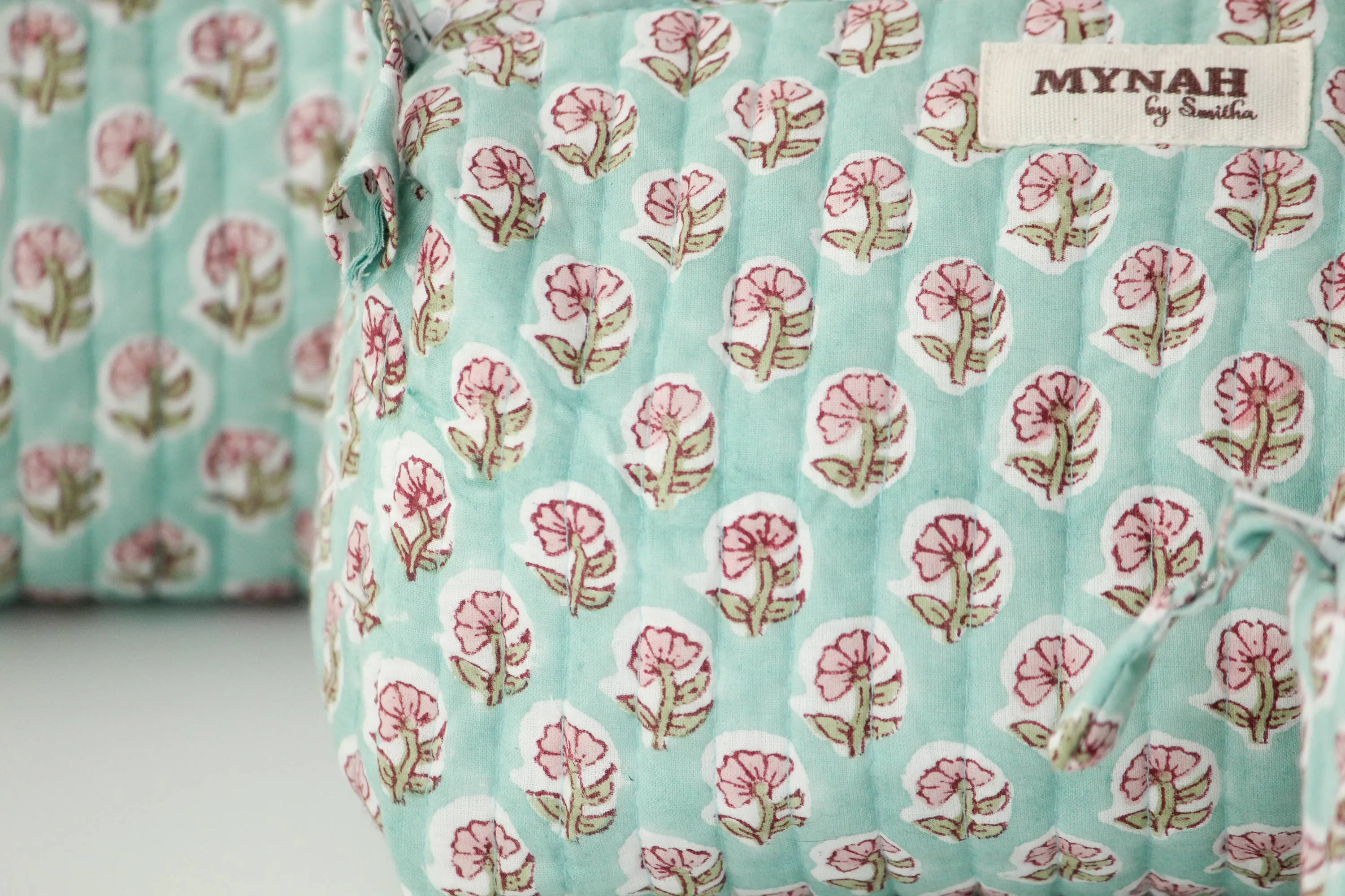 Set of 3 Mint floral print travel bag