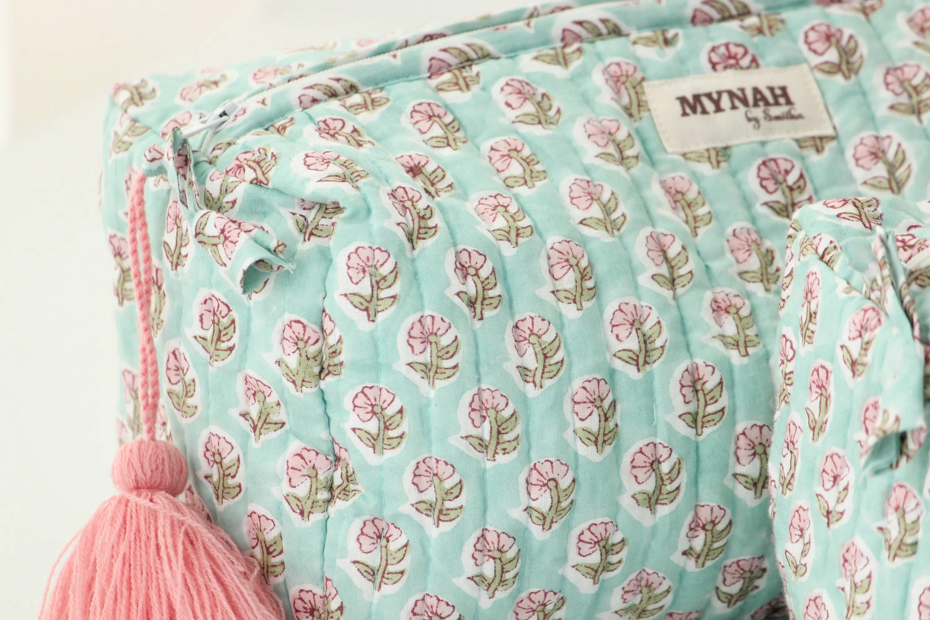Set of 3 Mint floral print travel bag