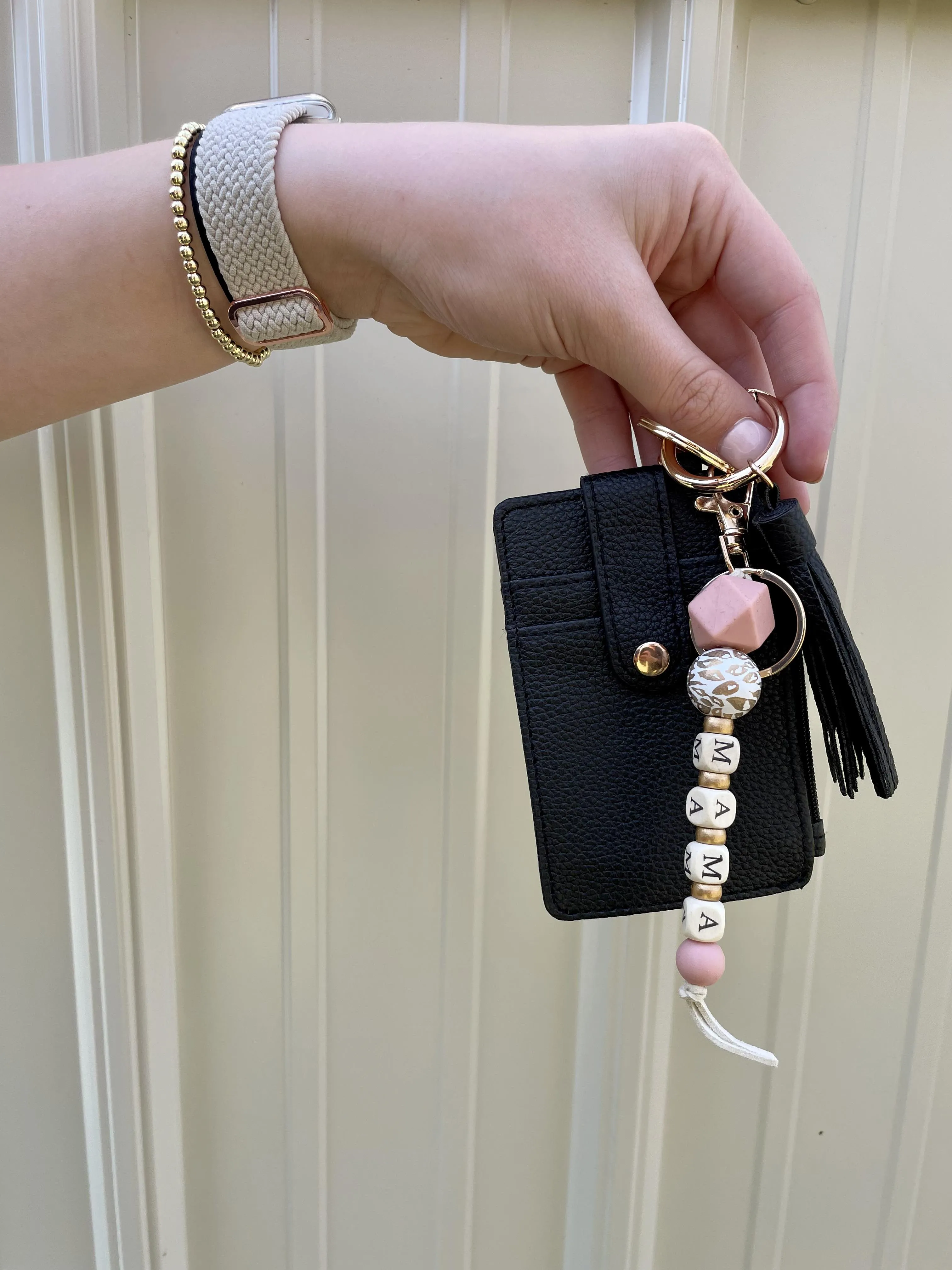 Silicone Bead Keychain w/Wallet - MAMA