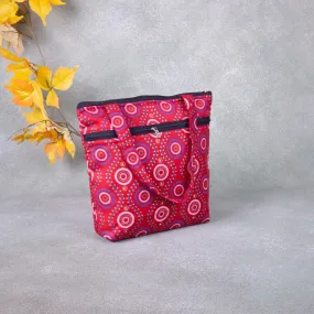 Small Handbag Red Colour with Circle Design.