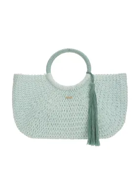 Sorrento Woven Basket Tassle Bag Mint