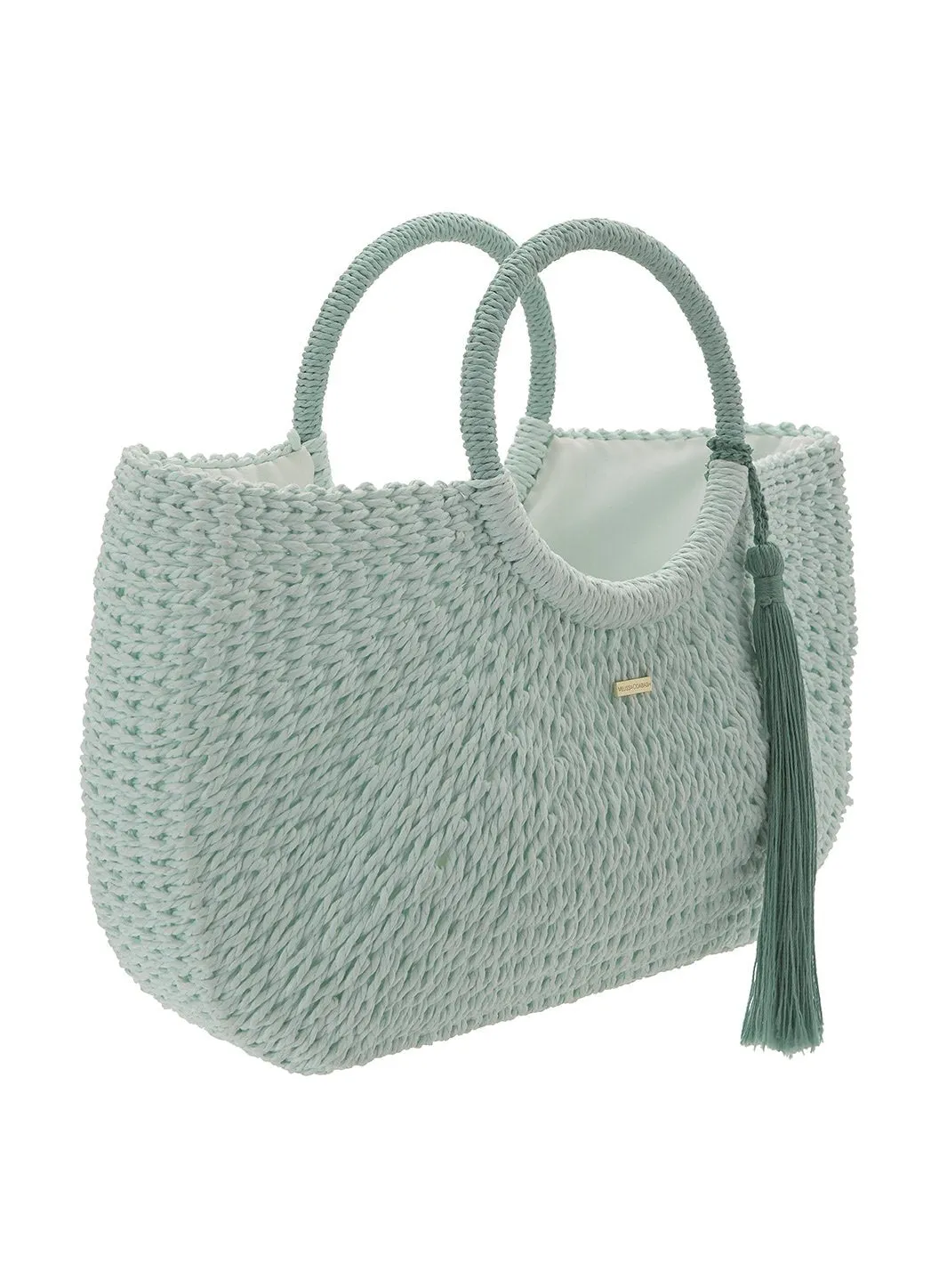 Sorrento Woven Basket Tassle Bag Mint
