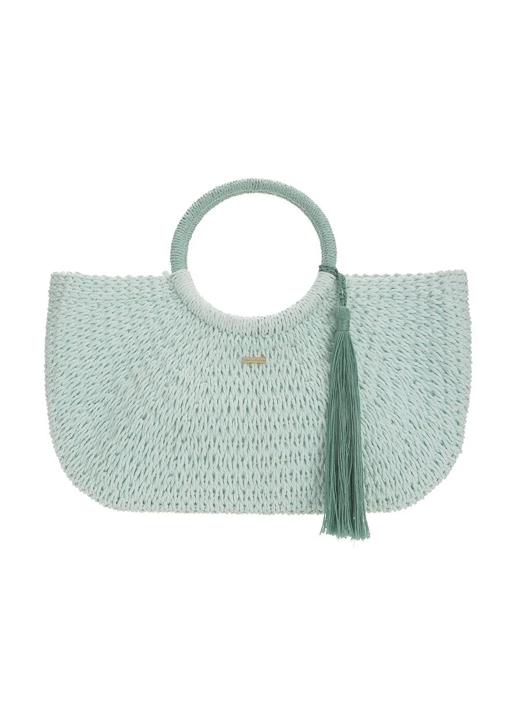 Sorrento Woven Basket Tassle Bag Mint