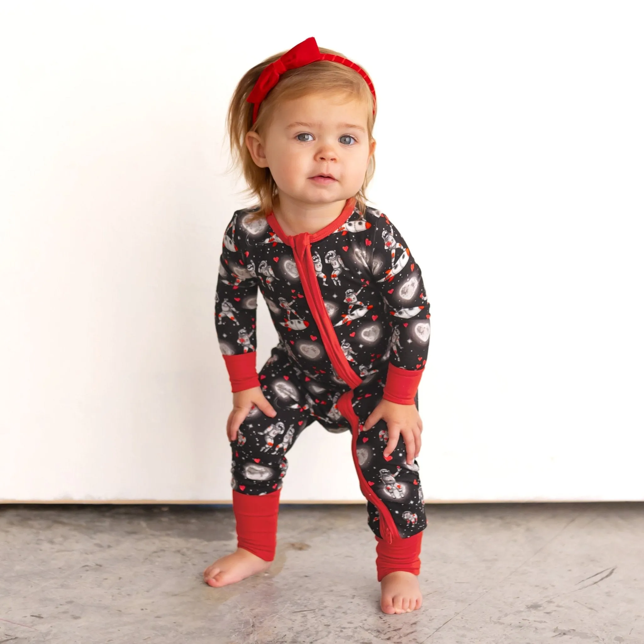 Space Hearts Convertible Footie (NB-3T)