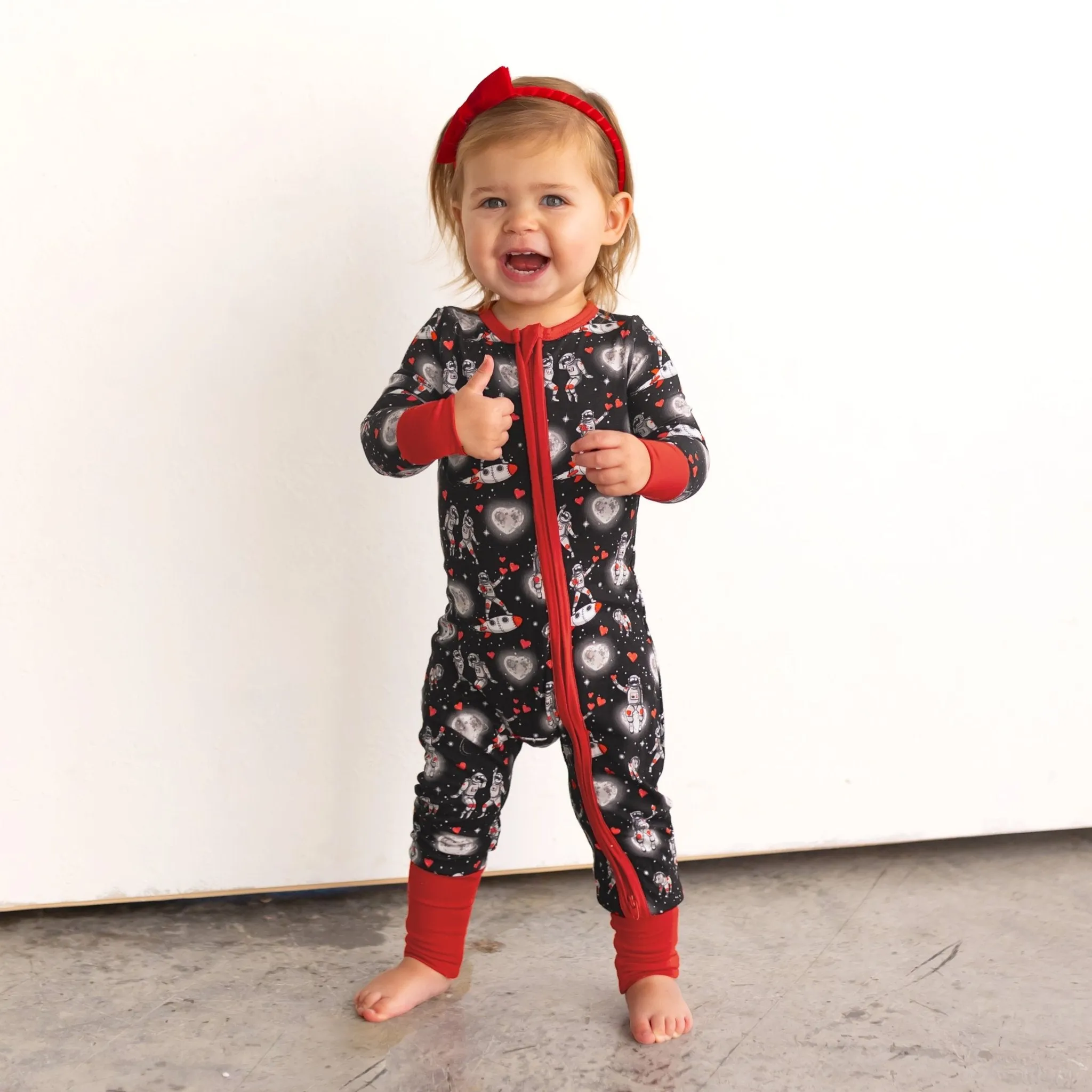 Space Hearts Convertible Footie (NB-3T)