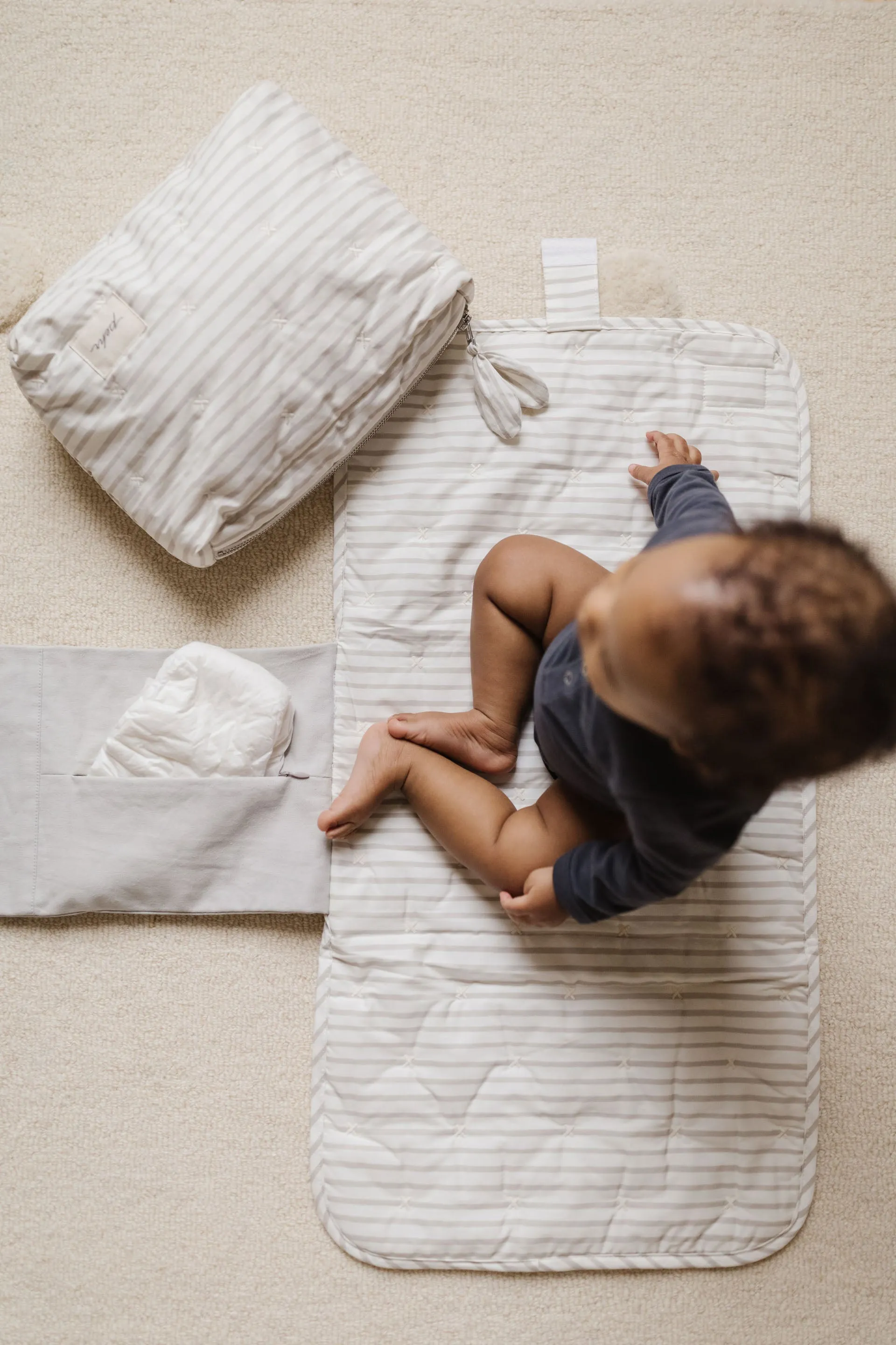 Striped On the Go Portable Changing Pad