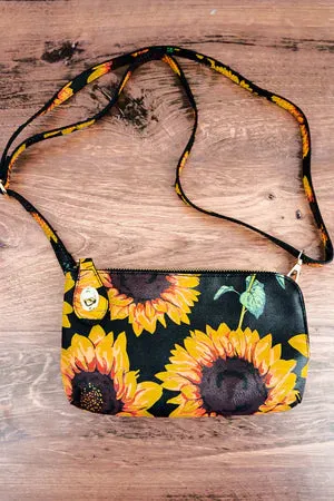 Sunflower Crossbody Clutch Wallet