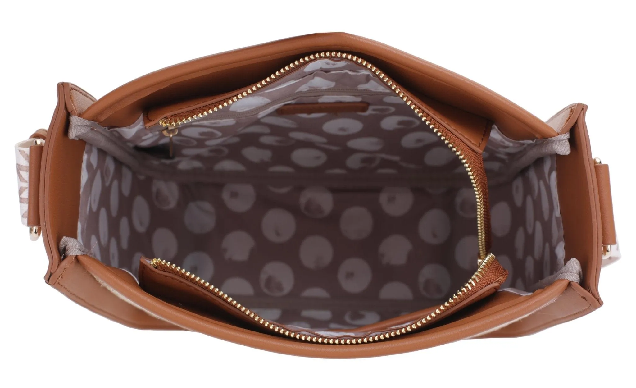 SW20383 Straw Crossbody Zipper Bag With Patterned Strap