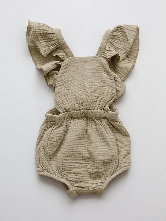 The Simple Folk Ruffle Romper | Sand