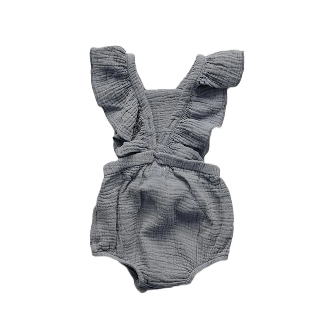 The Simple Folk: The Ruffle Romper - Lead Grey