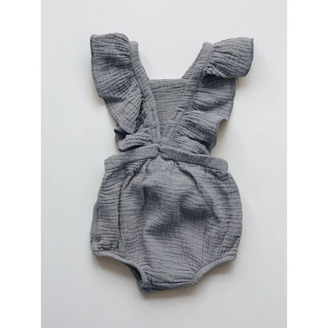The Simple Folk: The Ruffle Romper - Lead Grey