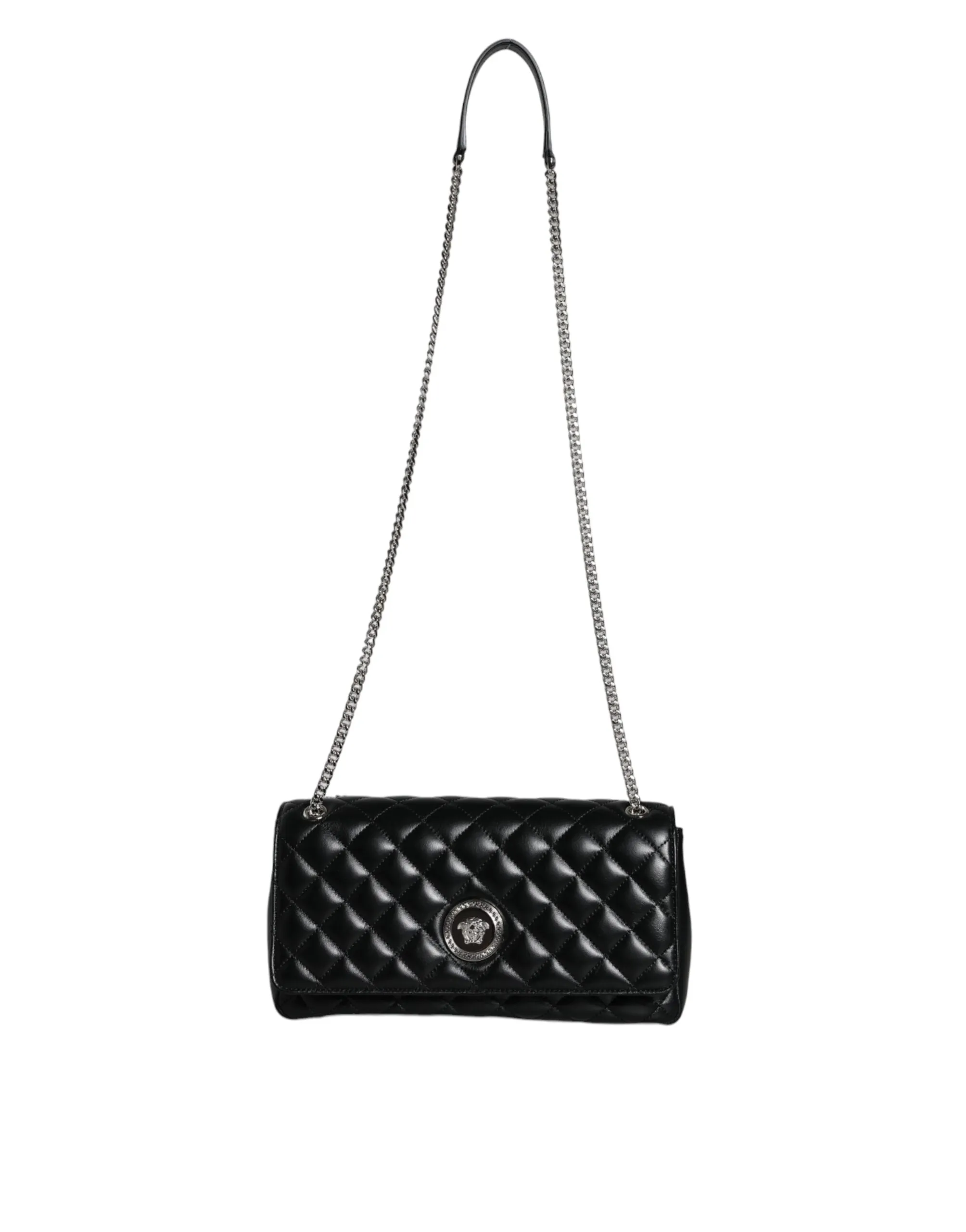 Versace Black Quilted Lambskin Leather Crossbody Bag