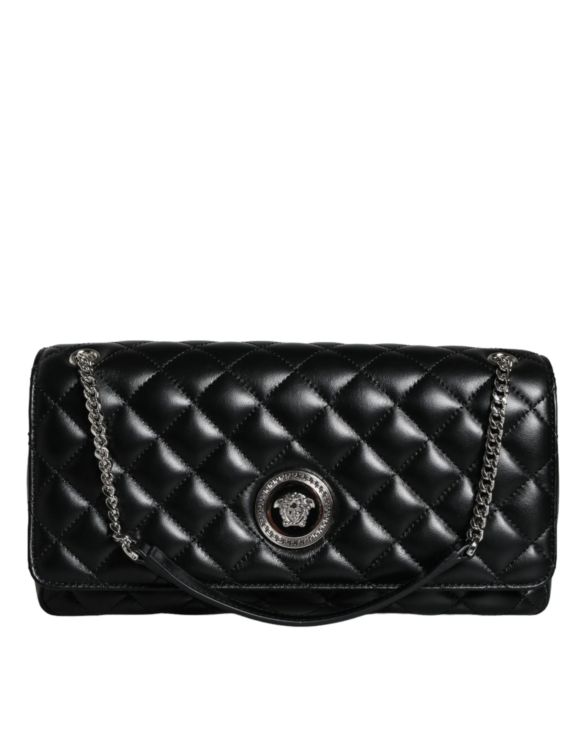 Versace Black Quilted Lambskin Leather Crossbody Bag