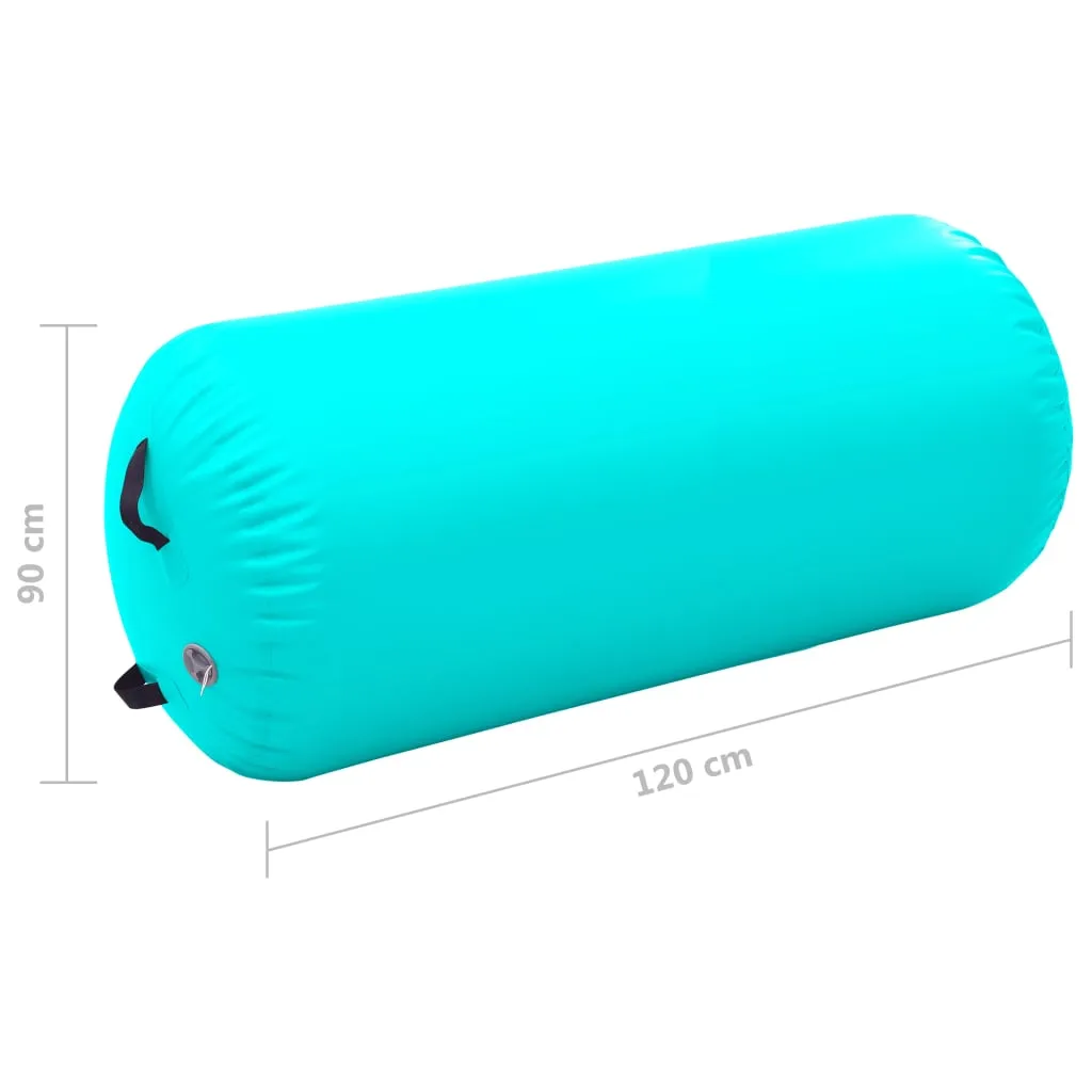 vidaXL Inflatable Gymnastic Roll with Pump 120x90 cm PVC Green