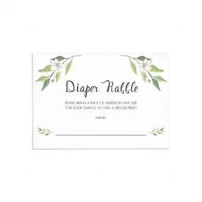 Watercolor Green Foliage Diaper Raffle Ticket Printable