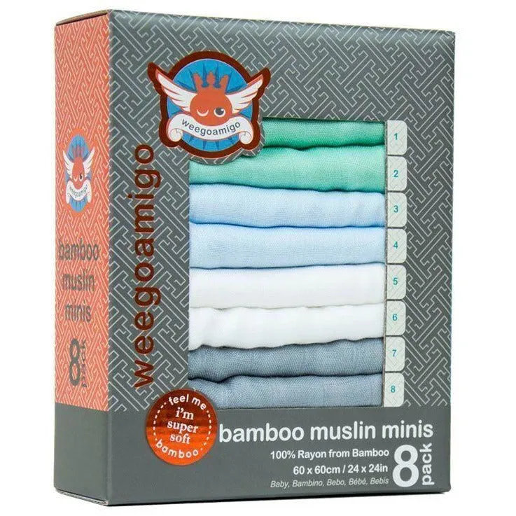 Weegoamigo Bamboo Mini Muslin - Pastel (8pk)