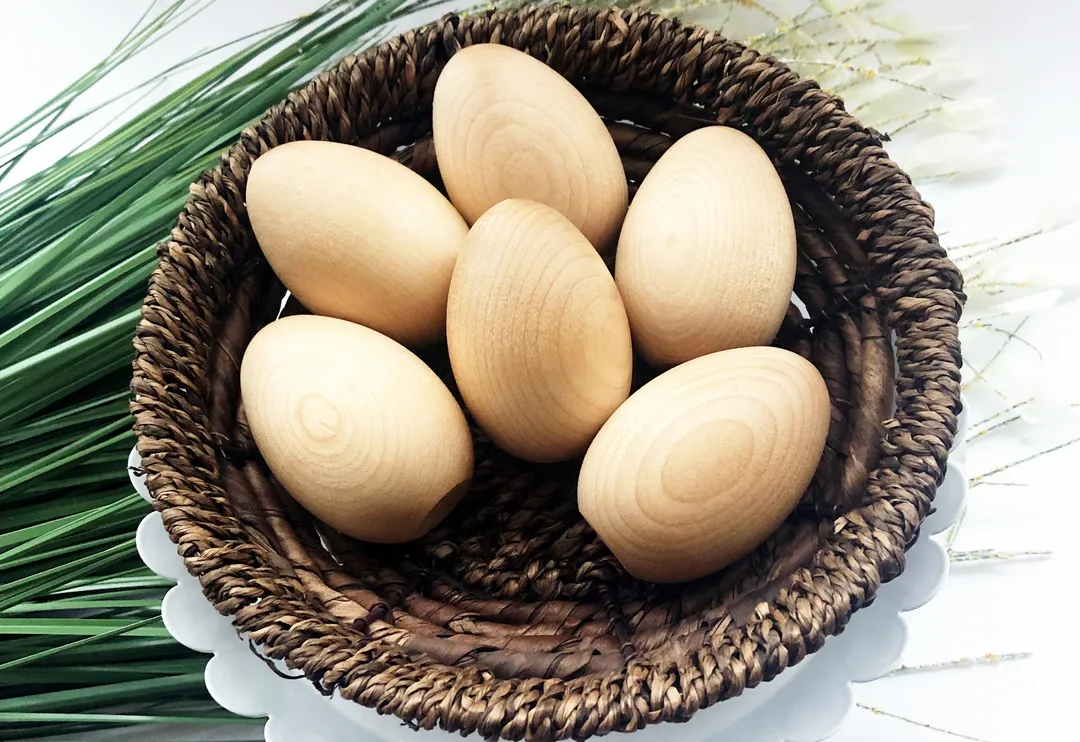 Wood and natural - 6 Wooden Eggs